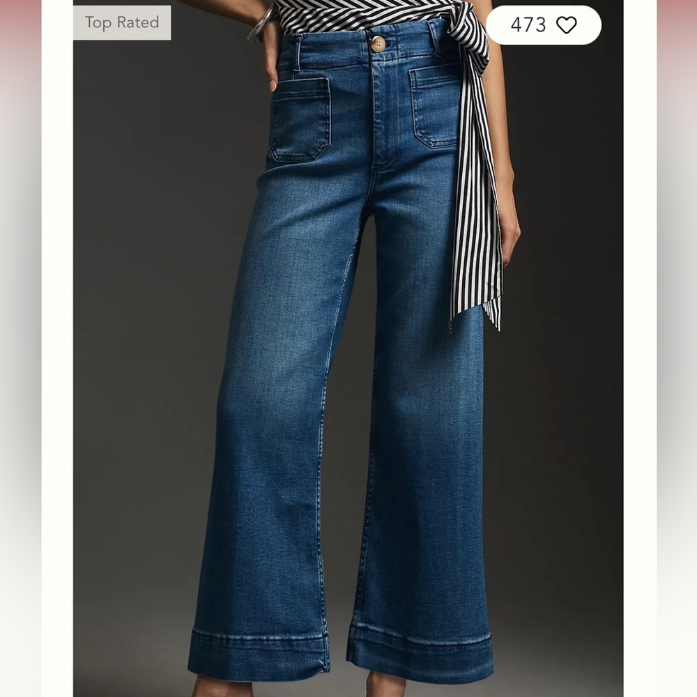 THE COLETTE DENIM CROPPED WIDE-LEG JEANS BY MAEVE